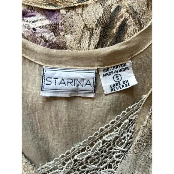 Vintage Starina Floral Lace Panel Dress Size Small - Picture 6 of 6